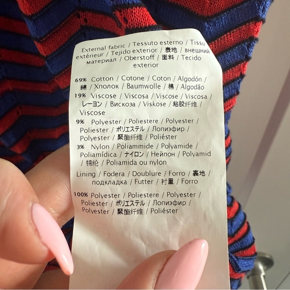 Missoni red, black & blue chevron stripe bow detail dress - size 8 (Medium) - Picture 11 of 11